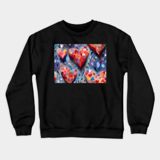 Modern Colorful Love Valentine Day Painting Hearts Pattern Crewneck Sweatshirt